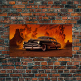 Chevy Classic Car Wall Decor, Retro Car Wall Decor, Desert Landscape Art, Panoramic Wall Decor, Canvas Print, Wall Art, Framed Canvas Art