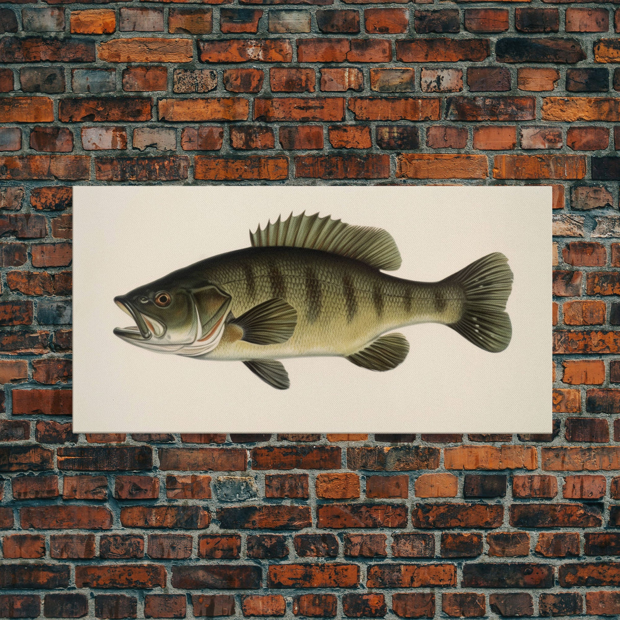 Bass Fish Wall Decor, Animal Wall Art, Nature Wall Art, Minimalist Art, Panoramic Wall Decor, Canvas Print, Wall Art, Framed Canvas Art