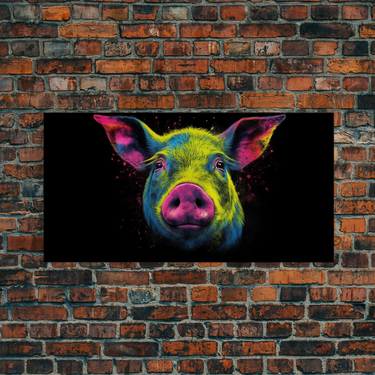 Pig Wall Art, Animal Wall Art, Nature Art, Farmhouse Art, Minimalist Art, Panoramic Wall Decor, Canvas Print, Wall Art, Framed Canvas Art