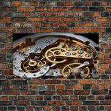 Clock Wall Decor, Watch Mechanism Wall Art, Watch Gears Wall Art, Panoramic Wall Decor, Canvas Print, Wall Art, Framed Canvas Art