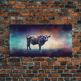 Bull Wall Art, Animal Wall Art, Nature Art, Minimalist Art, Panoramic Wall Decor, Canvas Print, Wall Art, Framed Canvas Art