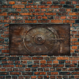 Clock Wall Decor, Steampunk Wall Art, Brown Grunge Wall Art, Panoramic Wall Decor, Canvas Print, Wall Art, Framed Canvas Art