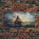 Abstract Sailboat Wall Decor, Ocean Wall Art, Seascape, Storm Wall Decor, Panoramic Wall Decor, Canvas Print, Wall Art, Framed Canvas Art