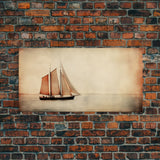 Foggy Ocean Wall Art, Ship Painting Wall Decor, Abstract Wall Decor, Panoramic Wall Decor, Canvas Print, Wall Art, Framed Canvas Art