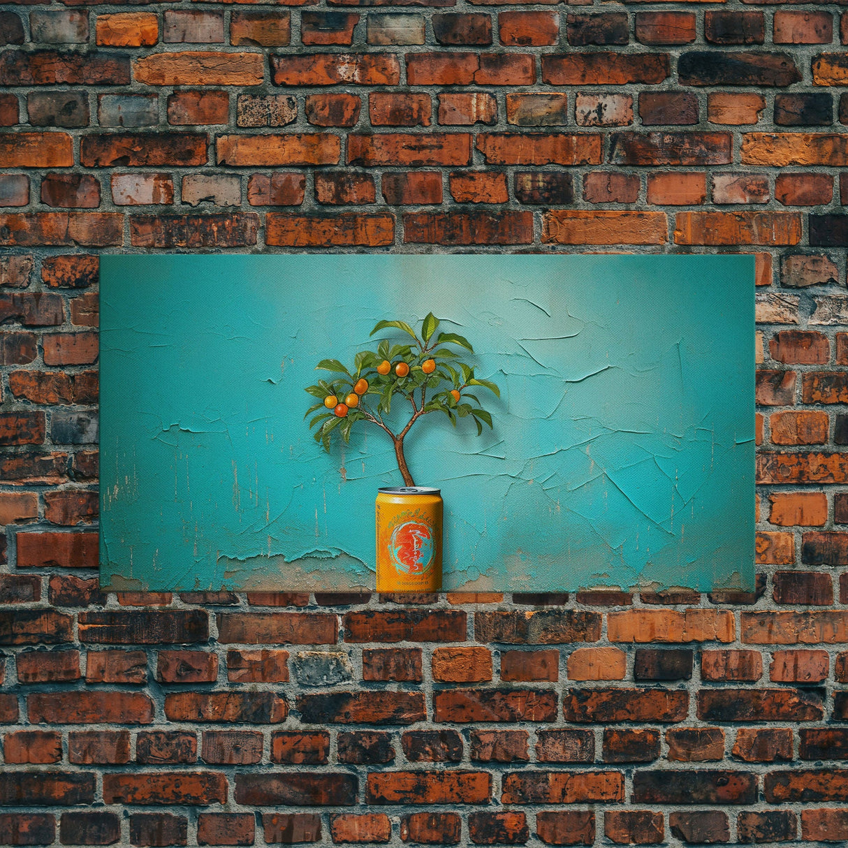 Orange Tree Wall Decor, Orange Wall Art, Soda Can Wall Art, Plant Wall Art, Panoramic Wall Decor, Canvas Print, Wall Art, Framed Canvas Art