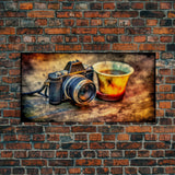 Retro Camera Wall Decor, Film Camera Wall Art, Grunge Art, Photography Art, Panoramic Wall Decor, Canvas Print, Wall Art, Framed Canvas Art