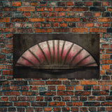 Pink Folding Fan Wall Decor, Asian Wall Art, Ornate Wall Décor, Panoramic Wall Decor, Canvas Print, Wall Art, Framed Canvas Art