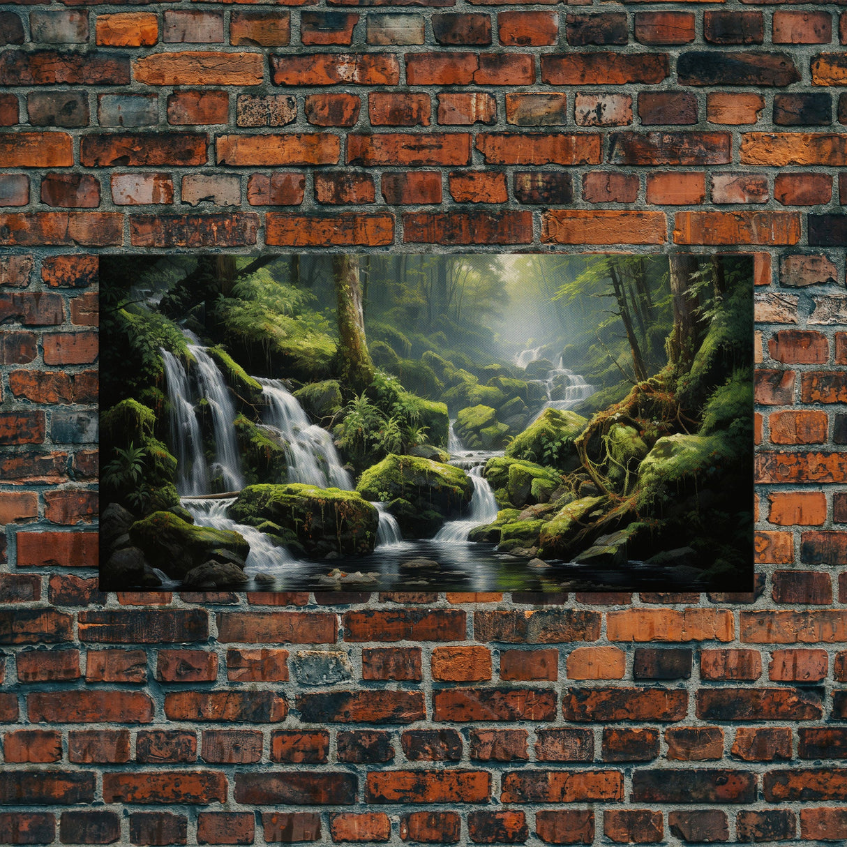 Waterfalls Art, Forest Wall Art, Summer Art, Trees Wall Print, Panoramic Art, Wall Art, Canvas Art, Landscape Art, Farmhouse Wall Decor