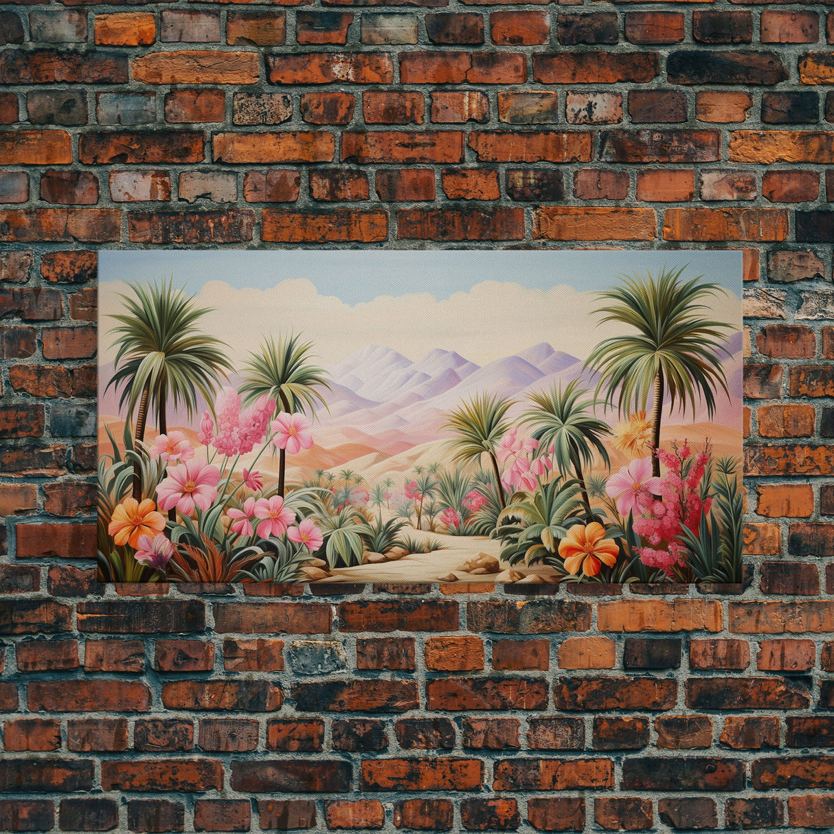 Flower Wall Art, Desert Landscape Wall Art, Mountain Art, Palm Trees Art, Tropical Art, Panoramic Art, Wall Art, Canvas Art, Landscape Art