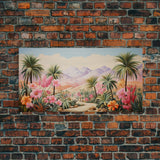 Flower Wall Art, Desert Landscape Wall Art, Mountain Art, Palm Trees Art, Tropical Art, Panoramic Art, Wall Art, Canvas Art, Landscape Art