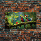 Parrot Painting, Tropical Wall Art, Animal Wall Art, Bird Art Print, Panoramic Art, Wall Art, Canvas Art, Landscape Art, Apartment Wall Art