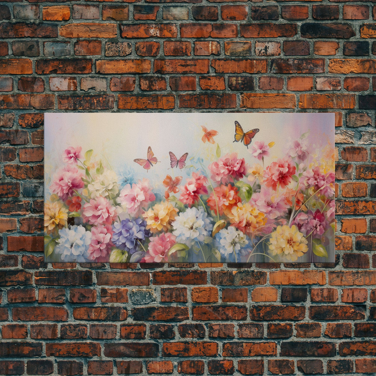 Butterfly Wall Art, Flowers Wall Art, Colorful Fowers, Panoramic Art, Wall Art, Canvas Art, Landscape Art, Meadow Art, Botanical Art