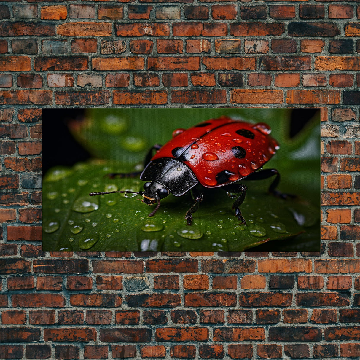 Ladybug, Insect Art, Nature Wall Art, Panoramic Art, Wall Art, Canvas Art, Landscape Art, Rustic Wall Decor, Above Bed Art, Bookshelf Decor