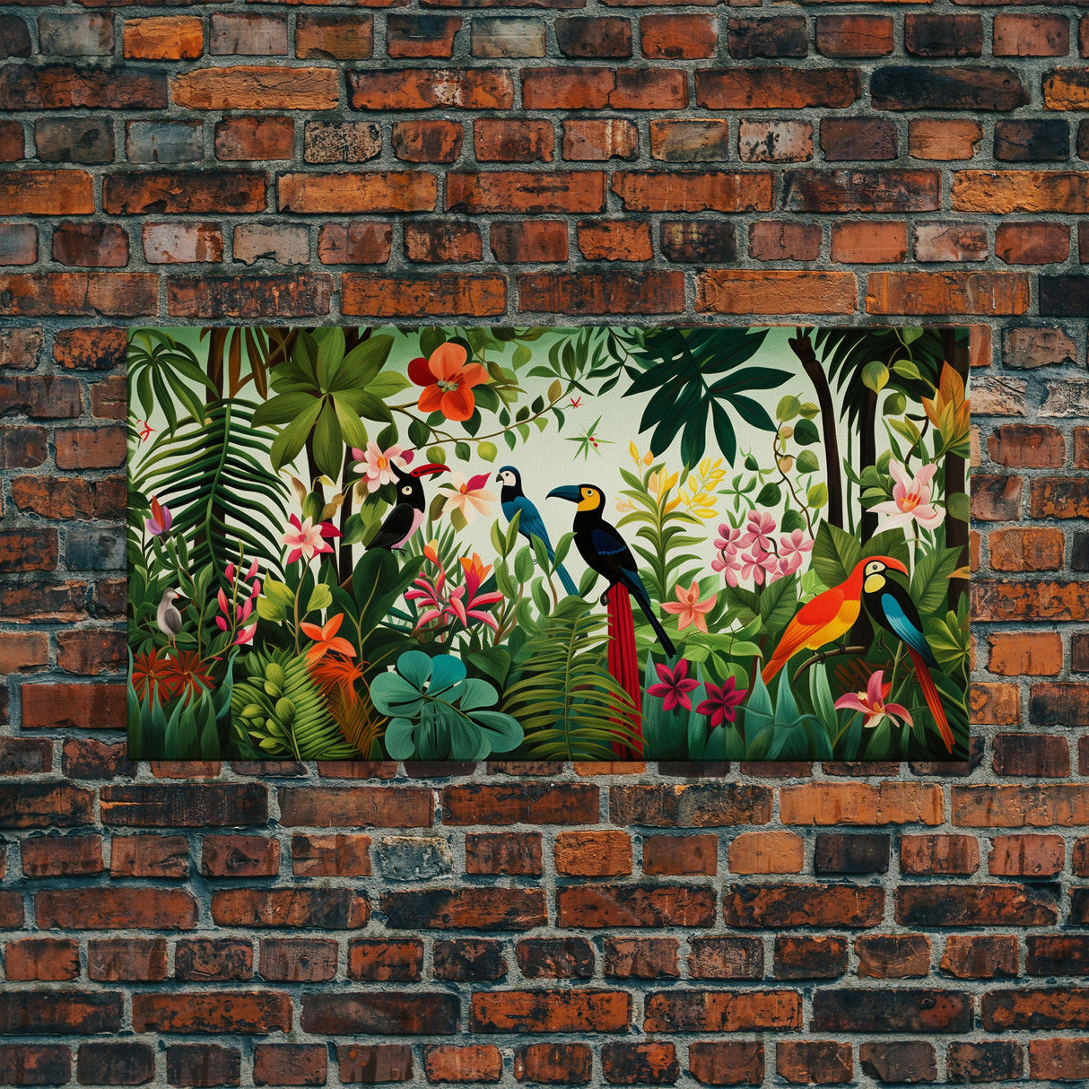 Toucan Wall Art, Tropical Art Print, Bird Art, Animal Art, Panoramic Art, Wall Art, Canvas Art, Landscape Art, Couple Gift, Dorm Room Art