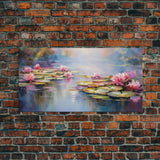 Lotus Wall Art, Pond Decor, Lily Pads Wall Art, Panoramic Art, Wall Art, Canvas Art, Landscape Art, Gifts For Grandma, Camper Wall Decor