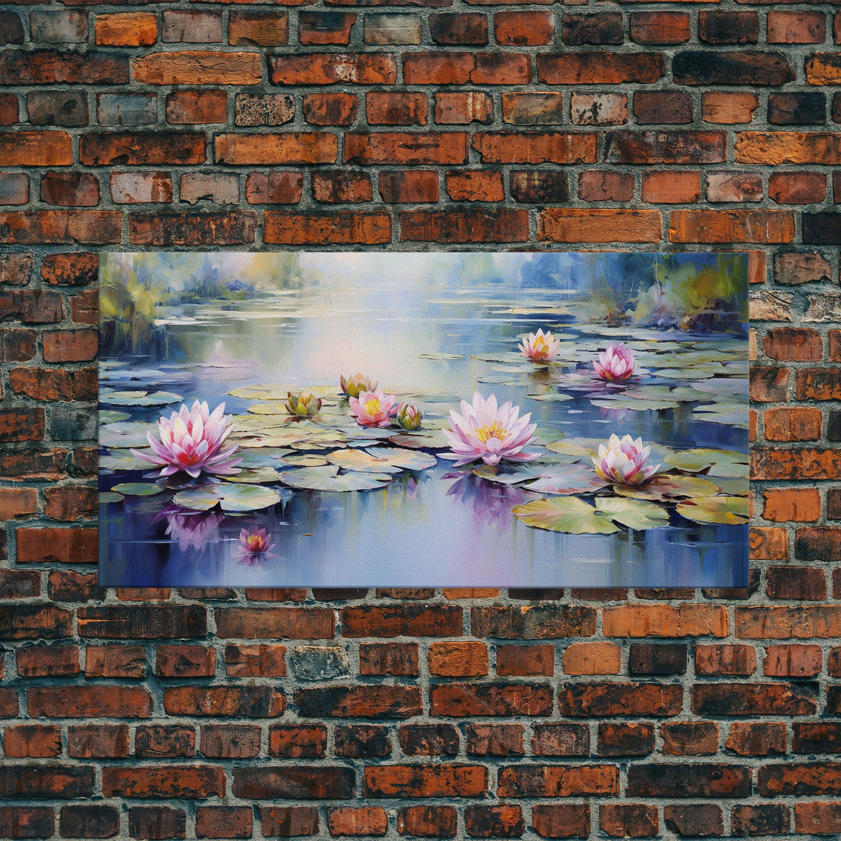 Lake Wall Art, Lotus Wall Art, Lily Pads Art, Panoramic Art, Wall Art, Canvas Art, Landscape Art, Going Away Gift, Office Wall Art, RV Decor