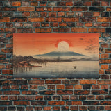 Sunrise Wall Art, Volcano, Lake Wall Art, Japanese Art, Mount Fuji Print, Panoramic Art, Wall Art, Canvas Art, Landscape Art, Dorm Room Art