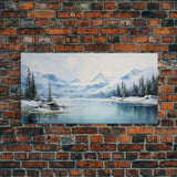 Winter Wall Art, Winter Landscape, Mountain Wall Art, Lake Print, Panoramic Art, Wall Art, Canvas Art, Landscape Art, Office Prints