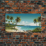 Tropical Wall Art, Palm Tree Wall Art, Beach Wall Art, Panoramic Landscape, Wall Art, Canvas Wall Art, Landscape Art Print, Ocean Wall Art