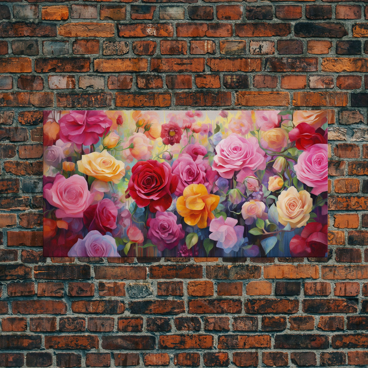 Roses Wall Art, Flowers Wall Print, Vibrant Wall Art, Panoramic Art, Wall Art, Canvas Art, Landscape Art, Birthday Gift, Farmhouse Wall Art