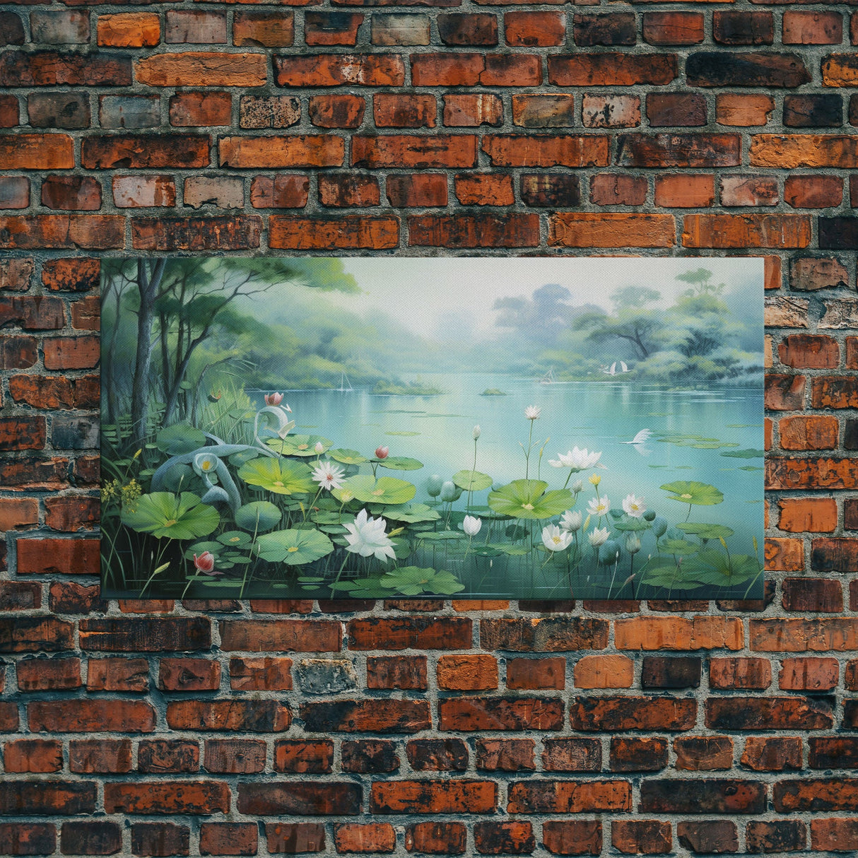 Lake Wall Art, Water Lily Wall Print, Fantasy Art, Panoramic Art, Wall Art, Canvas Art, Landscape Art, Wall Hanging, Client Gift, Ranch Art