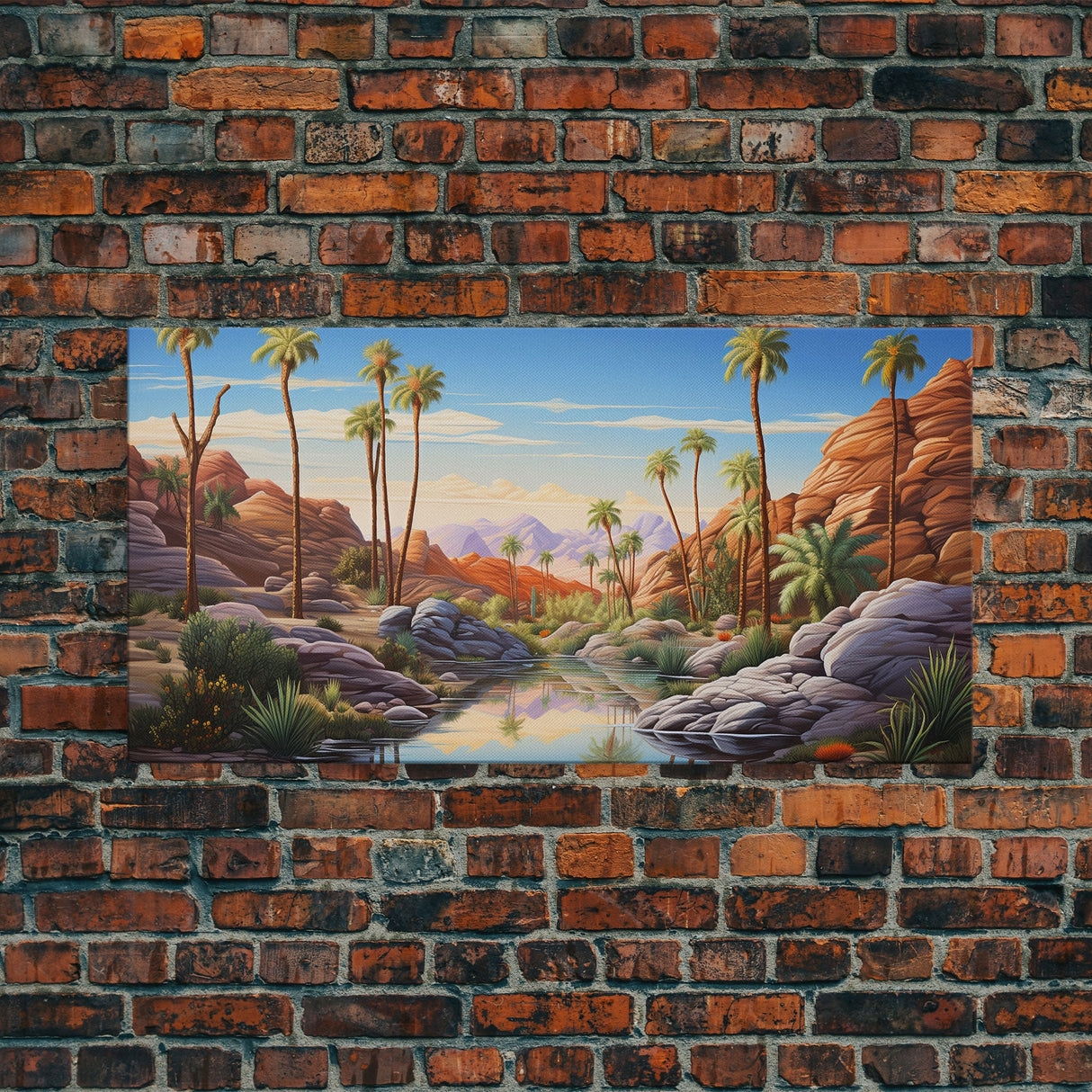 Palm Tree Wall Art, Desert Landscape, Desert Wall Art, Panoramic Art, Wall Art, Canvas Art, Landscape Art, Nature Wall Art,Housewarming Gift