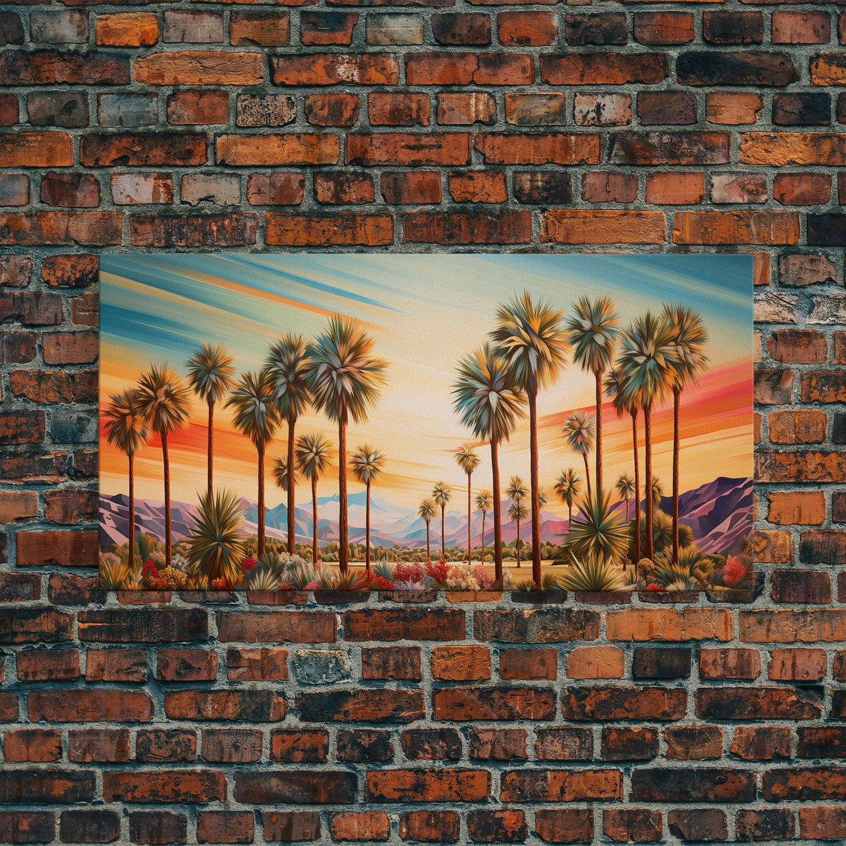 Desert Landscape, Palm Tree Wall Art, Sunset Wall Print, Panoramic Art, Wall Art, Canvas Art, Landscape Art, Thank You Gift, Home Décor