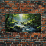 River Wall Art, Waterfall Wall Art, Trees Wall Print, Panoramic Art, Wall Art, Canvas Art, Landscape Art, Going Away Gift, Modern House Art