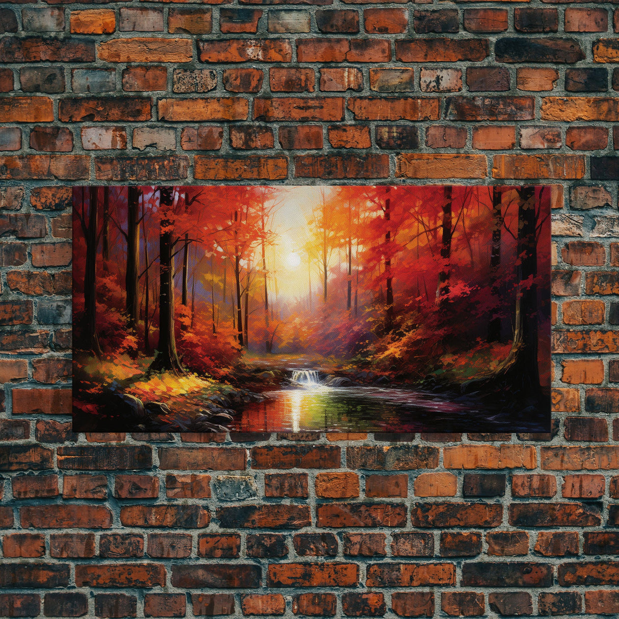 Forest Wall Art, Autumn Art, Sunset Wall Art, Lake Art Panoramic Art, Wall Art, Canvas Art, Landscape Art, Tiny House Decor, Game Room Decor