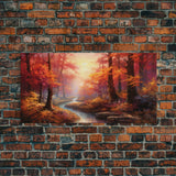 Sunset Wall Art, Forest Wall Art, Autumn Art, River Art, Panoramic Art, Wall Art, Canvas Art, Landscape Art, Couples Gift, Farmhouse Decor