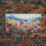 Pansies Wall Art, Spring Meadow Print, Wildflower Meadow, Panoramic Art, Wall Art, Canvas Art, Landscape Art, New Home Gift, Above Bed Decor