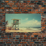 Beach Lifeguard Hut, Framed Canvas Print, Liminal Art, Framed Wall Decor, Beach Lifeguard Photography, Surf Art, Surf Print, Nautical Decor