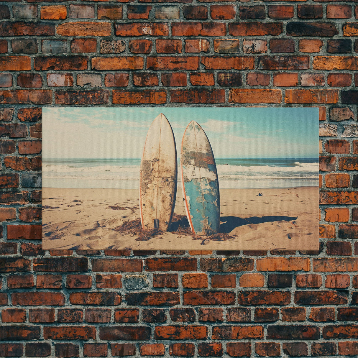 Abandoned Surfboards On Miami Beaches In the 1980s - Framed Canvas Print - Photography Print - Vaporwave Aesthetic Wall Art