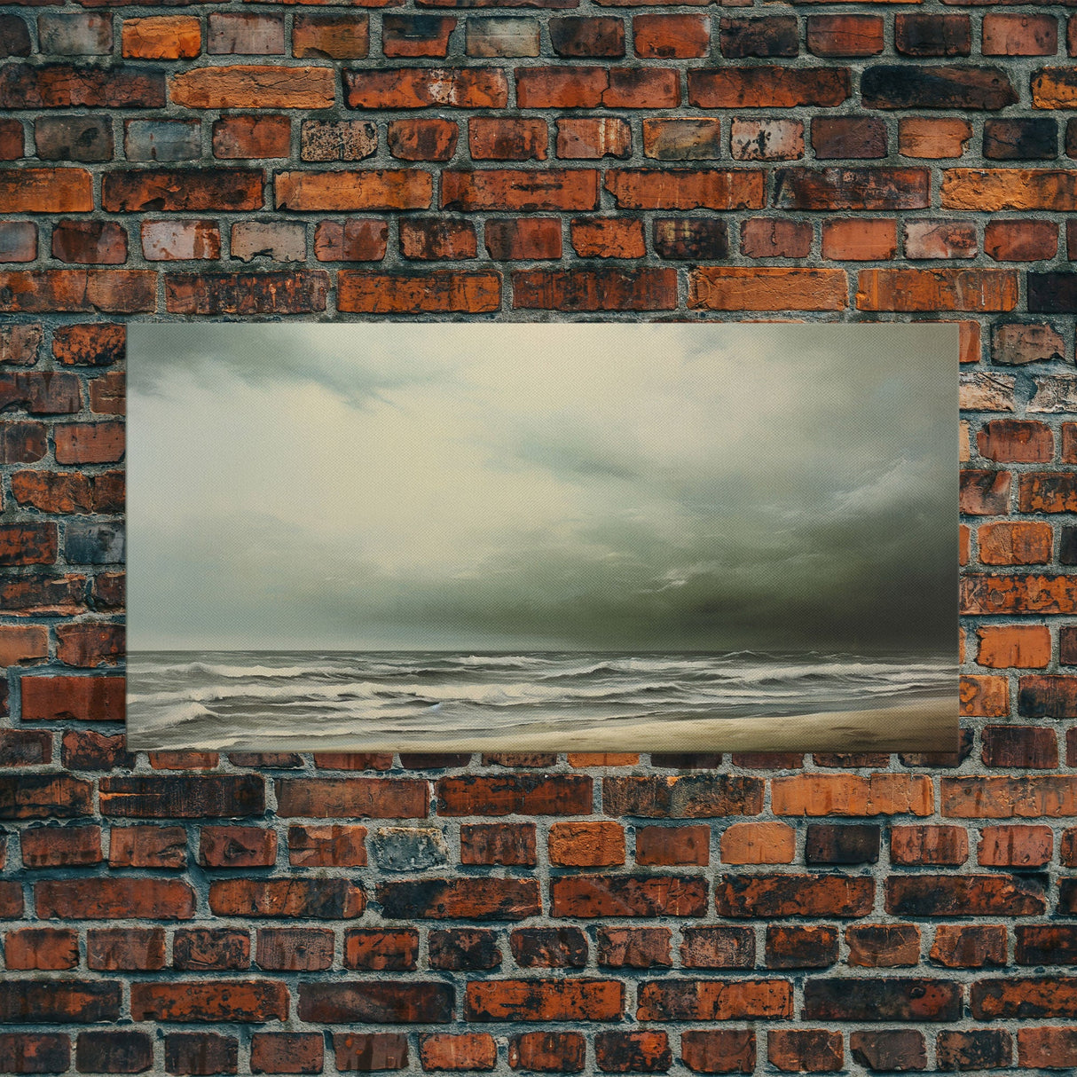 Beach Wall Art, Framed Canvas Print, Newport Beach Art, Beach House Decor, Drab and Moody / Subdued Wall Art, A Stormy Day