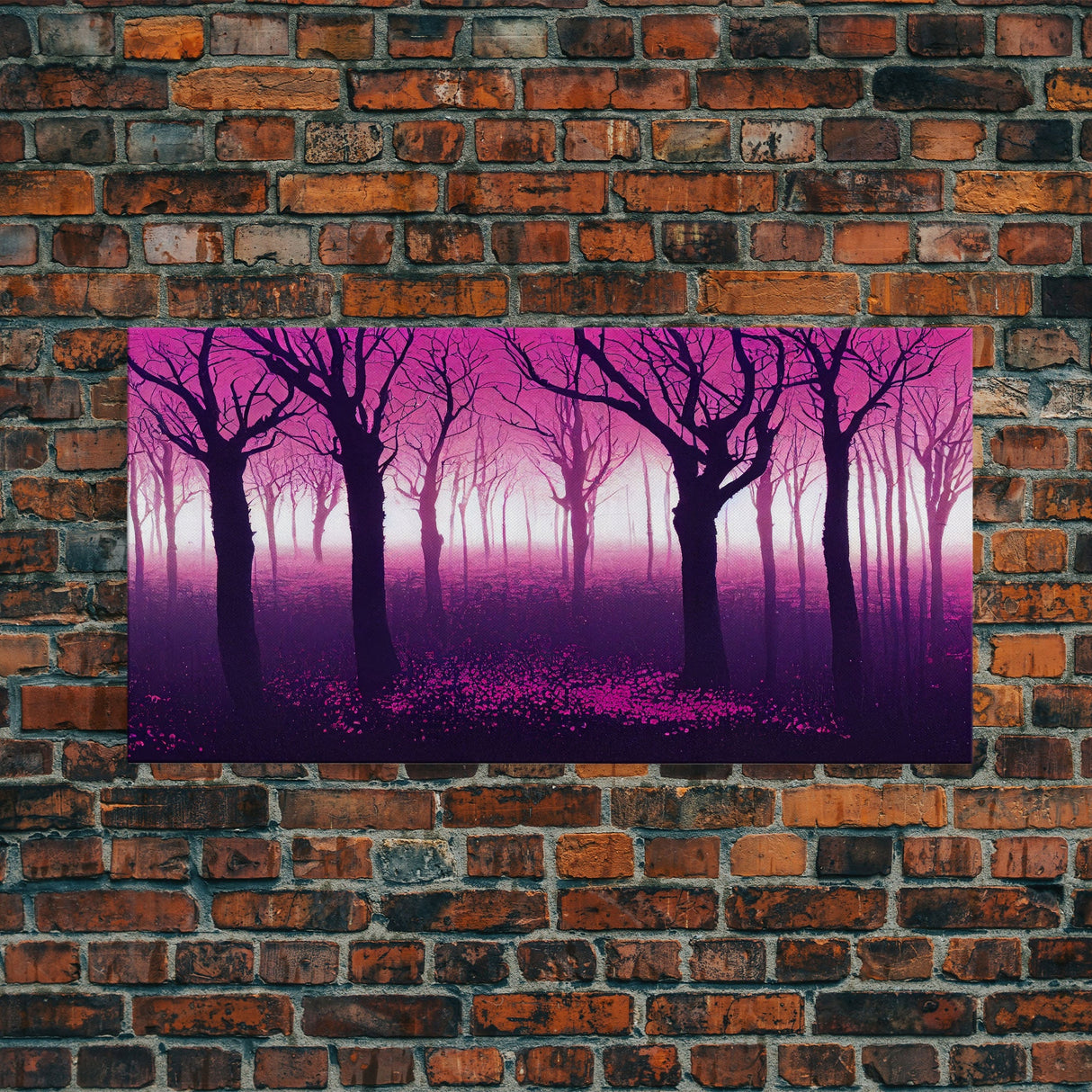 Purple Haunted Forest, Surreal Abstract Trippy Psychedelic Art, Ready To Hang Canvas Print, Framed Wall Art