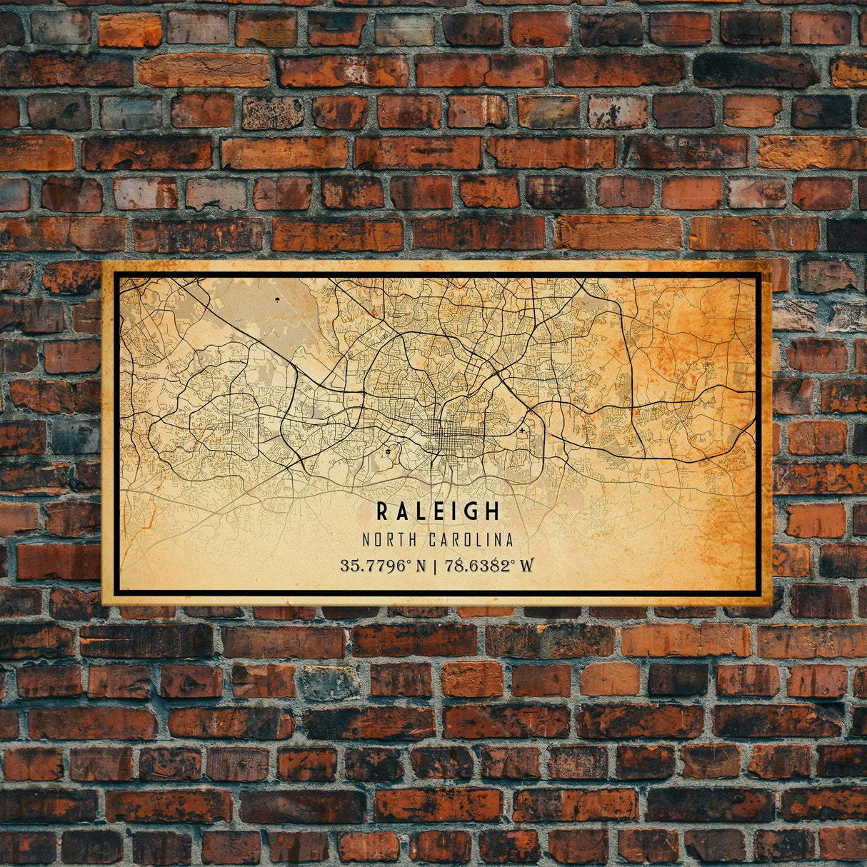 Raleigh North Carolina map print poster or framed canvas, Raleigh map print poster canvas, Raleigh city map Canvas print, Vintage Travel Art