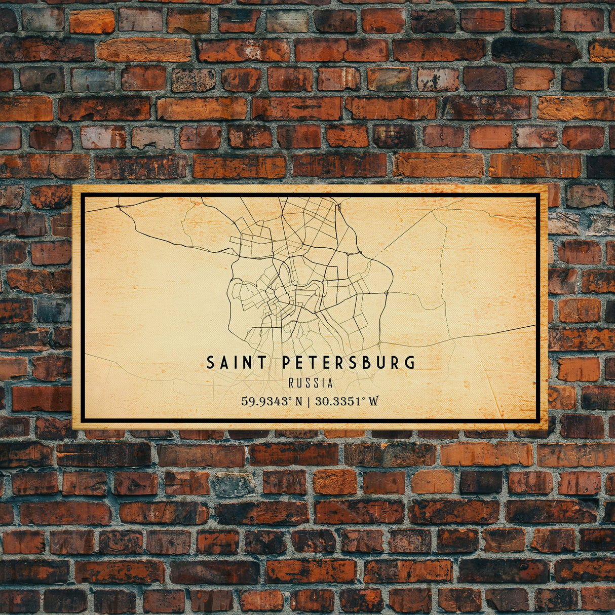 Saint Petersburg map print poster or framed canvas, St. Petersburg Russia map print canvas, city map print poster canvas, Vintage Travel Art