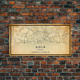 Vintage Berlin Germany map print poster or framed canvas, Berlin map print poster canvas, Berlin city map print poster canvas, Travel Art