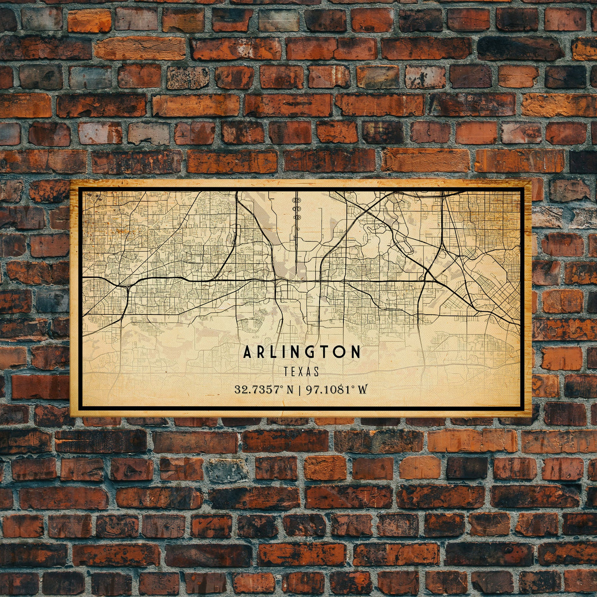 Arlington Texas map print poster or framed canvas, Arlington map print poster canvas, Texas city map print poster canvas, Vintage Travel Art