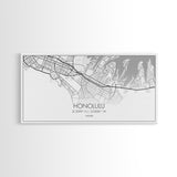 Honolulu City Map, Hawaii Map, Map Art, Modern Art, Wall Art, Canvas Art, Beach House Décor, Tiny House Décor, Unique Wall Art, Travel Gift