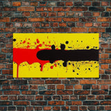 Splatter Graffiti Art - Black, Red & Yellow Painting / Canvas Print - Retro / Midcentury Style Abstract / Impressionist Art - Splatter Art