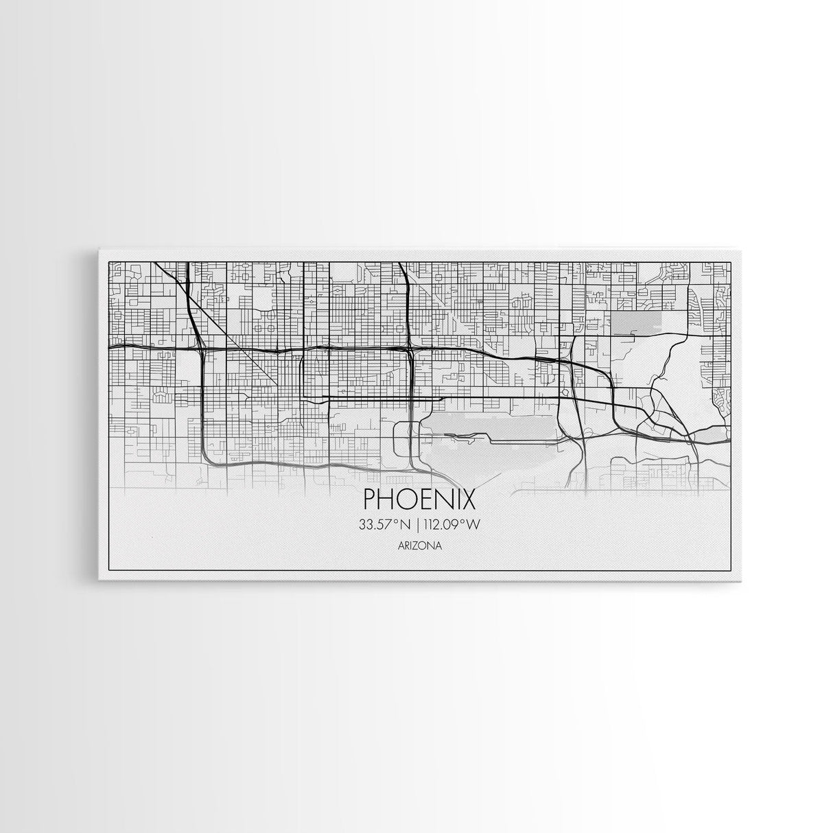 Phoenix City Map, Arizona Art, Map Print, Minimalist Wall Art, Wall Art, Canvas Art, Client Gift, Teen Girl Room Décor, Panoramic Wall Art