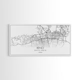 Reno City Map, Nevada Art, Map Print, Minimalist Wall Art, Wall Art, Canvas Art, Dorm Room Art, Panoramic Art, Gift For The Home, Room Décor