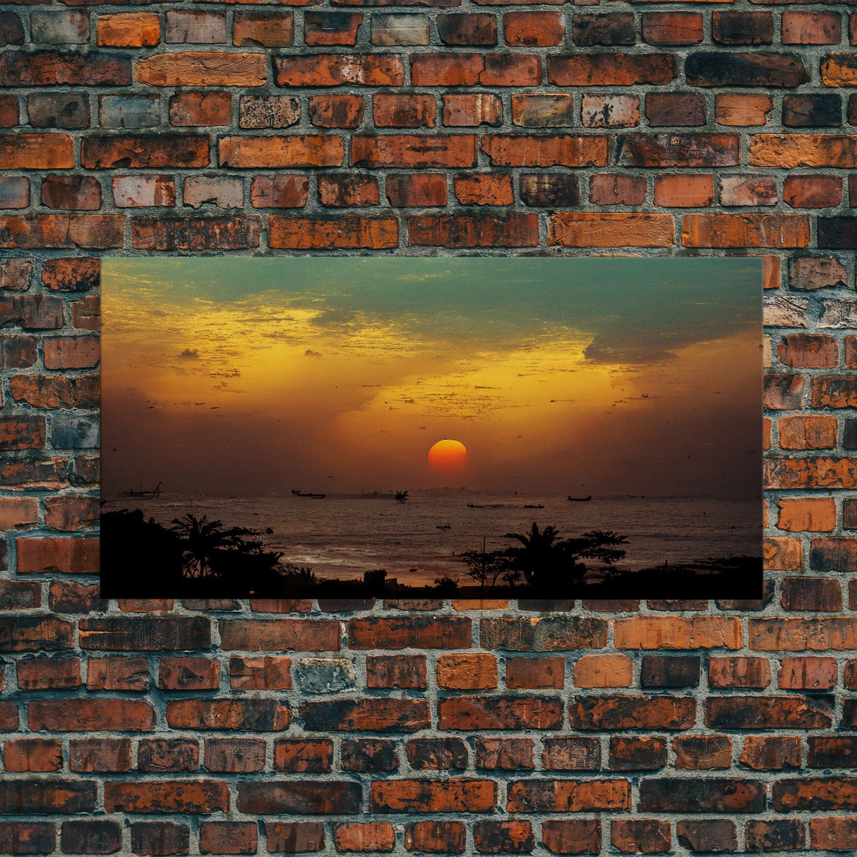 Canvas Print, Tropical sunset over the ocean, beach art, island life, living room wall art, guest room wall art