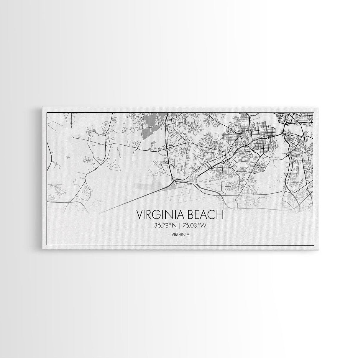 Virginia Beach City Map, Virginia Art, Map Print, Modern Wall Art, Wall Art, Canvas Art, Dorm Room Art, Family Home Décor, Birthday Gift