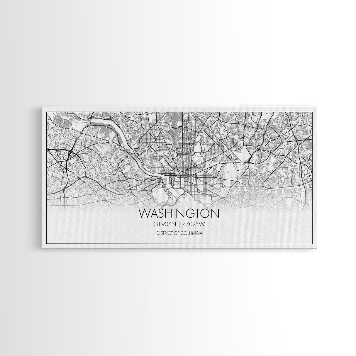 Washington City Map, District Of Columbia Art, Map Print, Modern Wall Art, Wall Art, Canvas Art, Home Décor Prints, Indie Room Décor