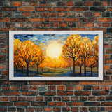 Fall Wall Art, Abstract Nature Print, Sunset Art, Fall Leaves, Country Home Decor, New Homeowner Gift, Canvas Wall Art, Wall Hanging