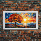 Sunset, Lake Art, Mosaic Wall Art, Abstract Wall Print, Canvas Print, Wall Hanging, Panoramic Art, Bedroom Teen Girl Art, Gifts For Grandma