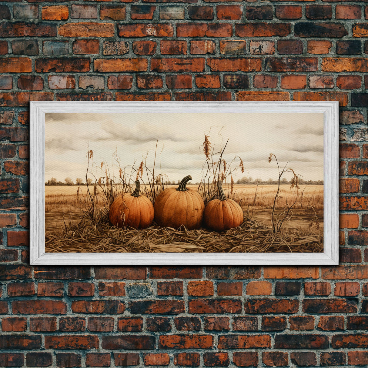 Autumn Wall Art, Pumpkin Decor, Farm Wall Art, Canvas Print, Wall Hanging, Panoramic Art, Farmhouse Wall Decor, Housewarming Gift, RV Decor