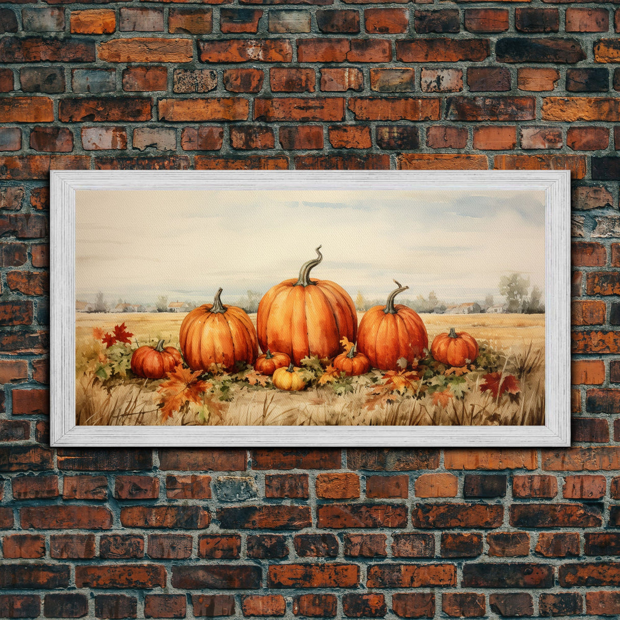 Pumpkin Decor, Autumn Wall Art, Farm Wall Decor, Canvas Print, Wall Hanging, Panoramic Art, Kitchen Prints, Rustic Wall Decor, Western Art